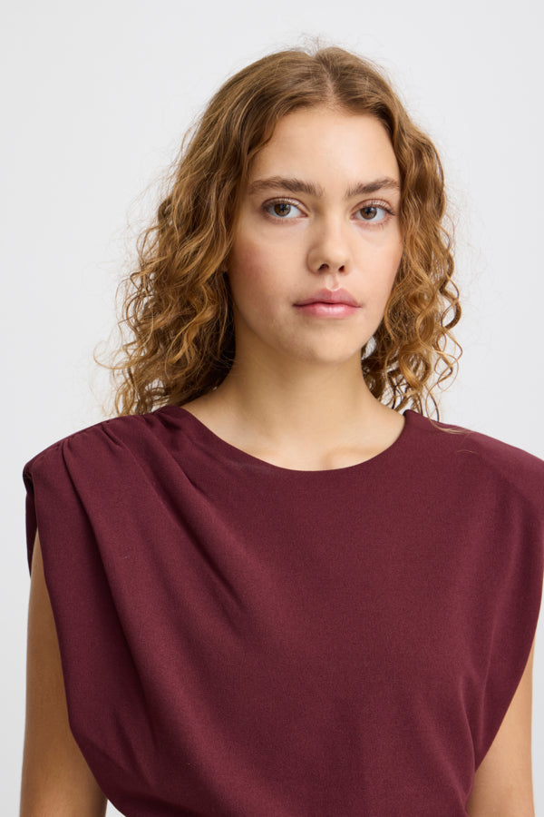 MITINE BURGUNDY DRAPED TOP