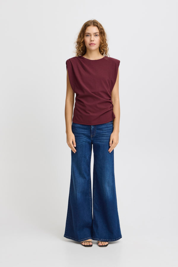 MITINE BURGUNDY DRAPED TOP