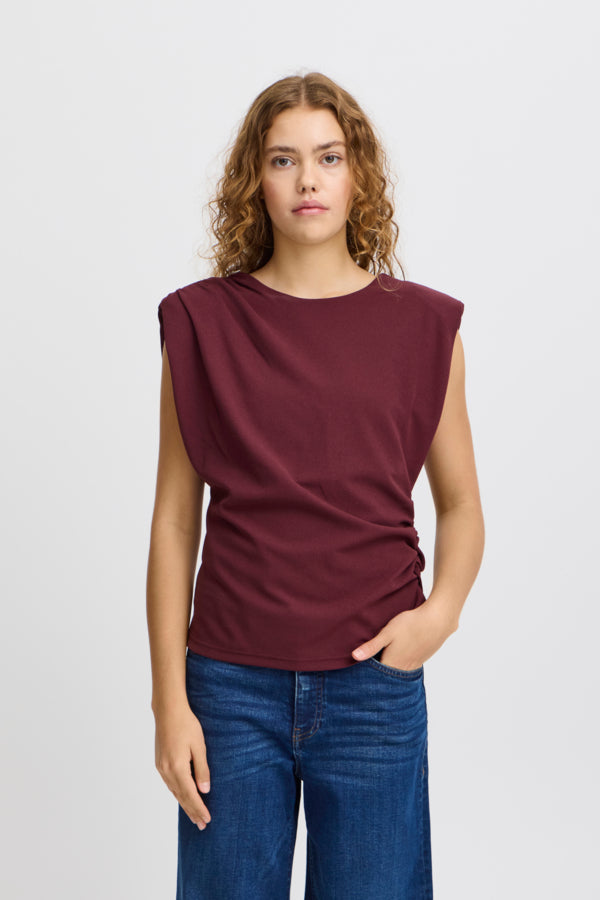 MITINE BURGUNDY DRAPED TOP