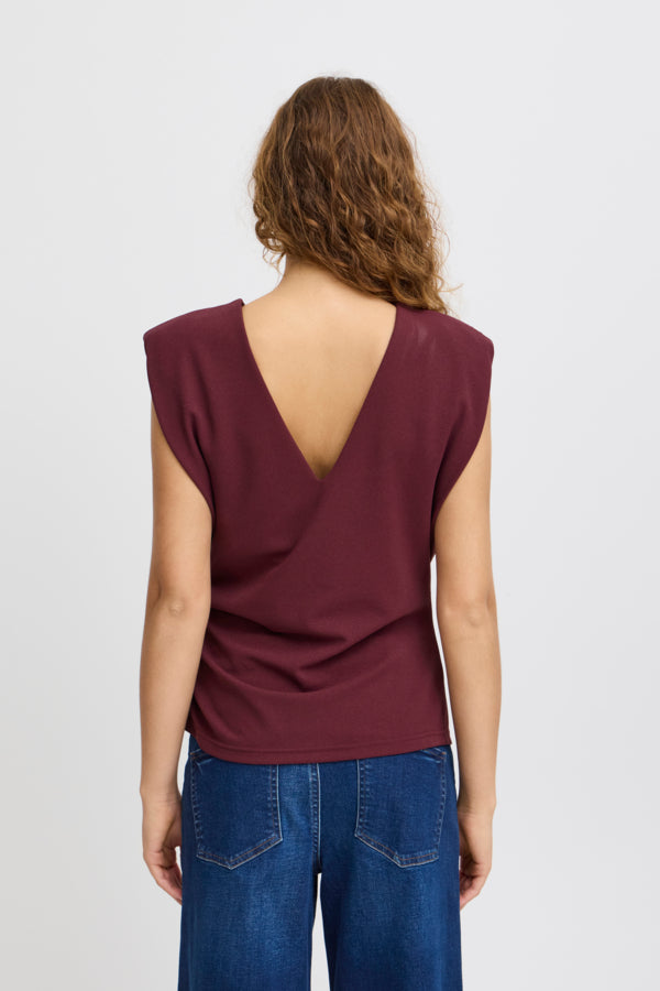 MITINE BURGUNDY DRAPED TOP