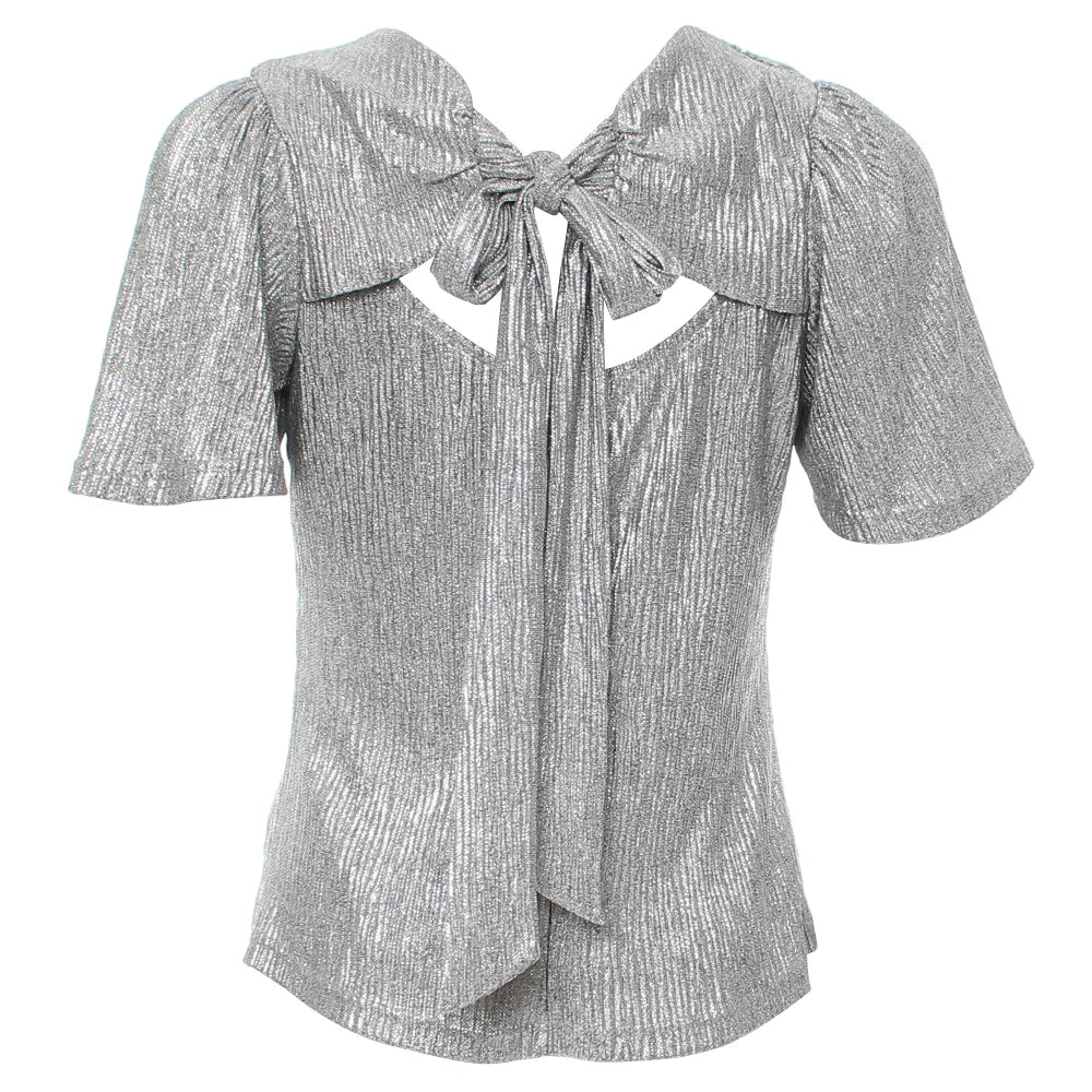 CARI SILVER BOW TOP