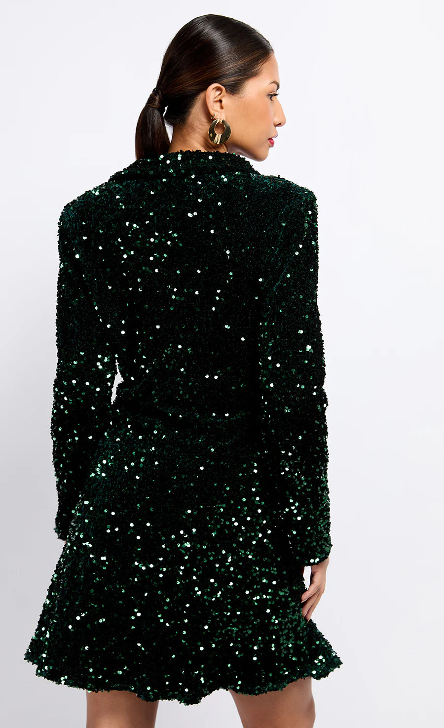 GREEN SEQUIN VELVET MINI DRESS BY VOGUE WILLIAMS