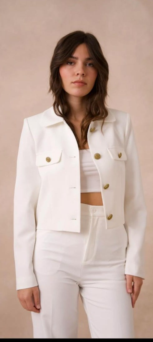 BONNIE WHITE CROPPED JACKET