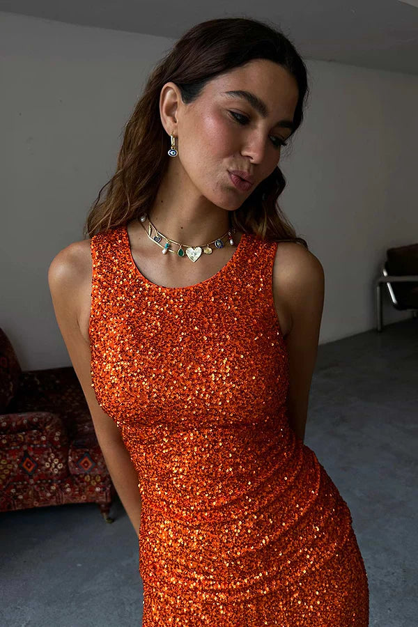 RUST SEQUIN TANK TOP