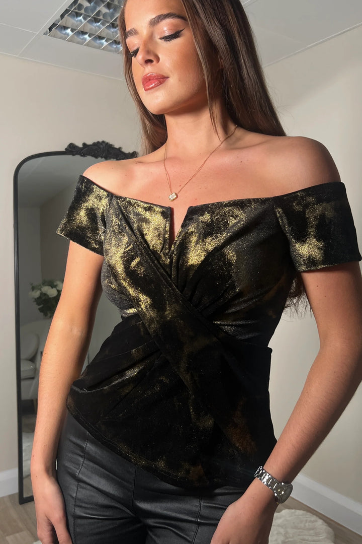 MONICA GOLD AND BLACK VELVET TOP