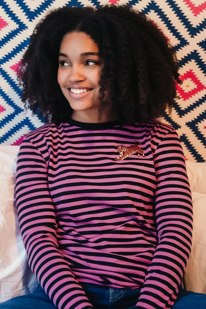 BRUNSWICK LEOPARD BLACK & PINK STRIPED TSHIRT