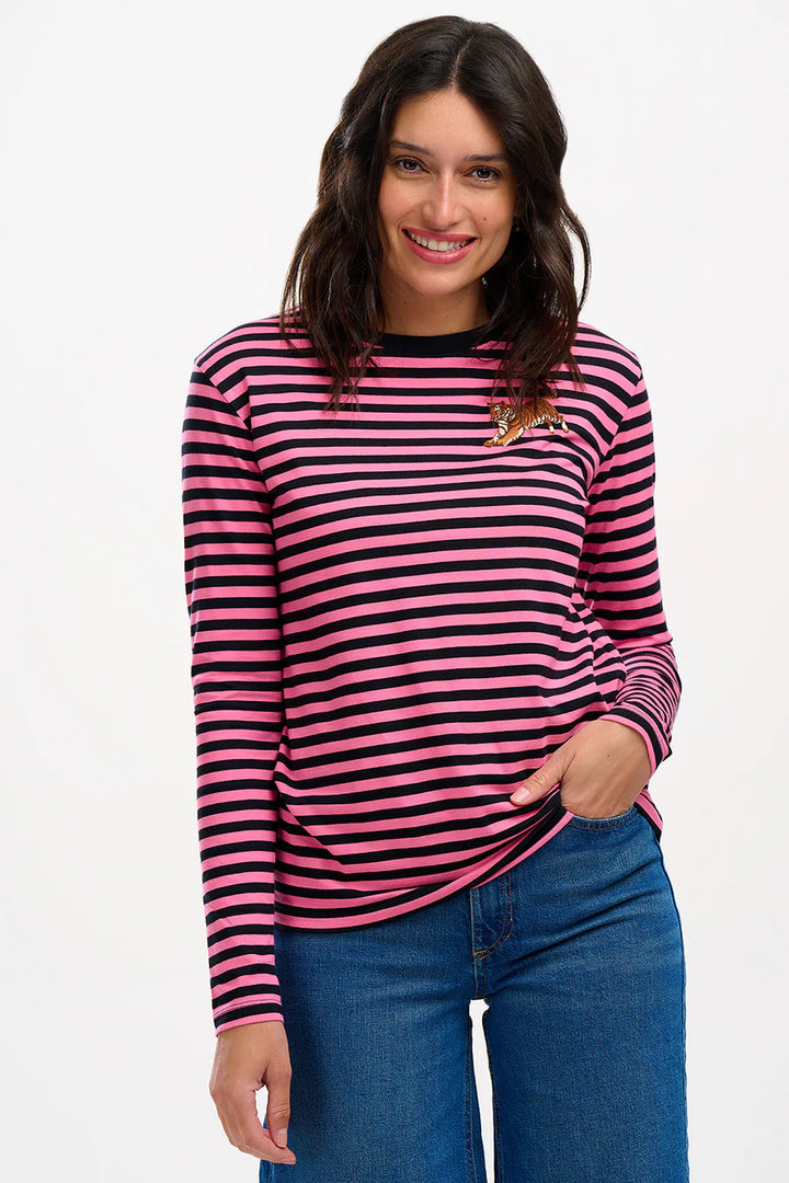 BRUNSWICK LEOPARD BLACK & PINK STRIPED TSHIRT