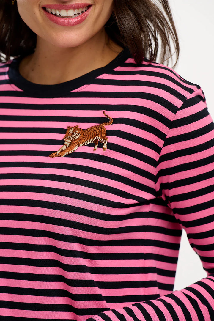 BRUNSWICK LEOPARD BLACK & PINK STRIPED TSHIRT