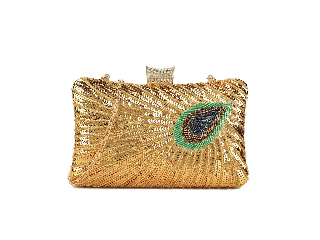 Gold beaded clutch bag online