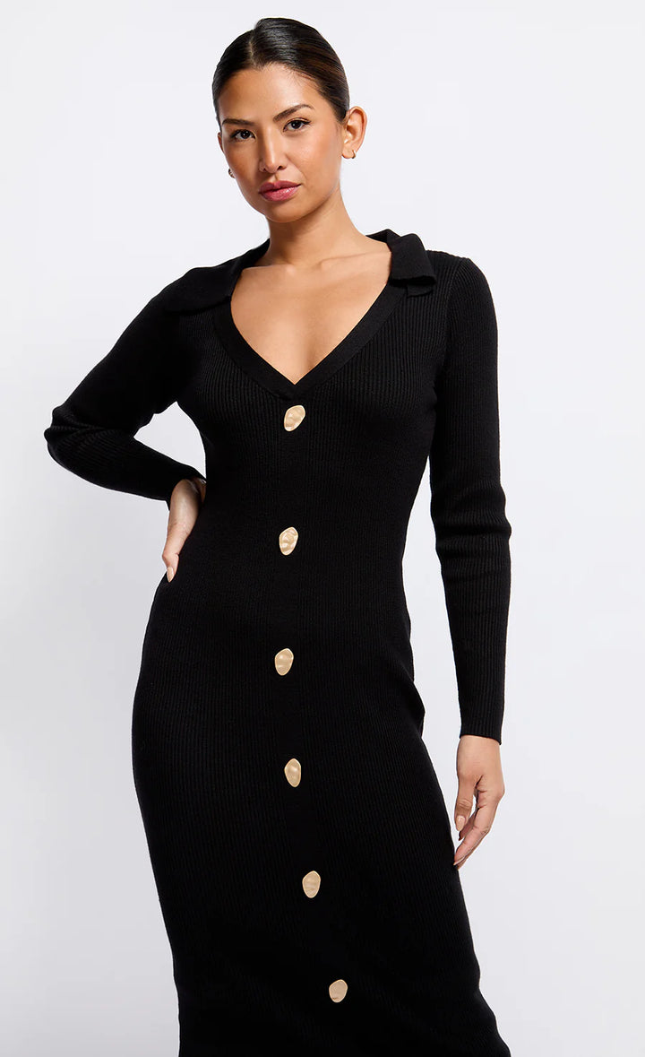 BLACK KNIT MIDAXI DRESS