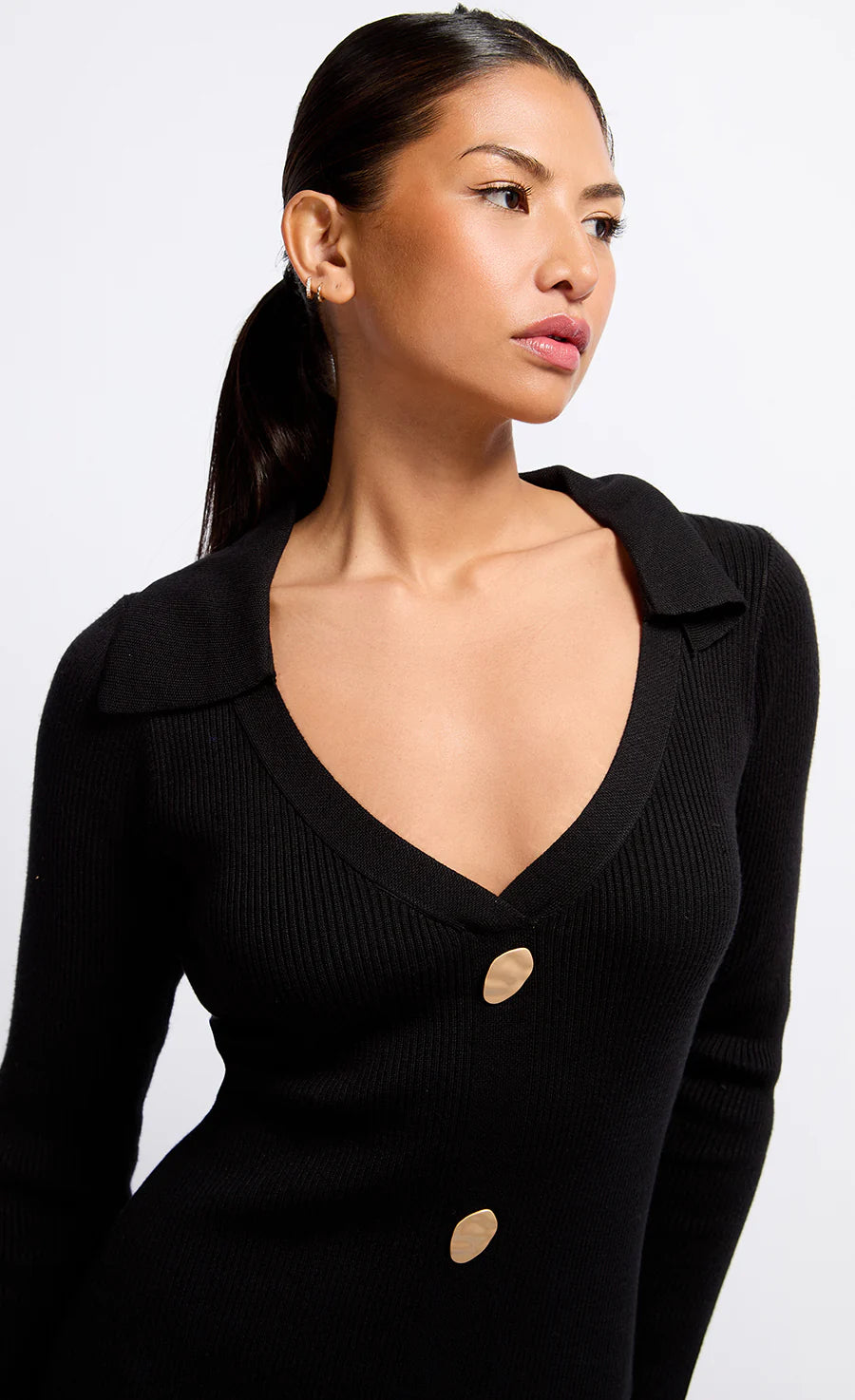 BLACK KNIT MIDAXI DRESS