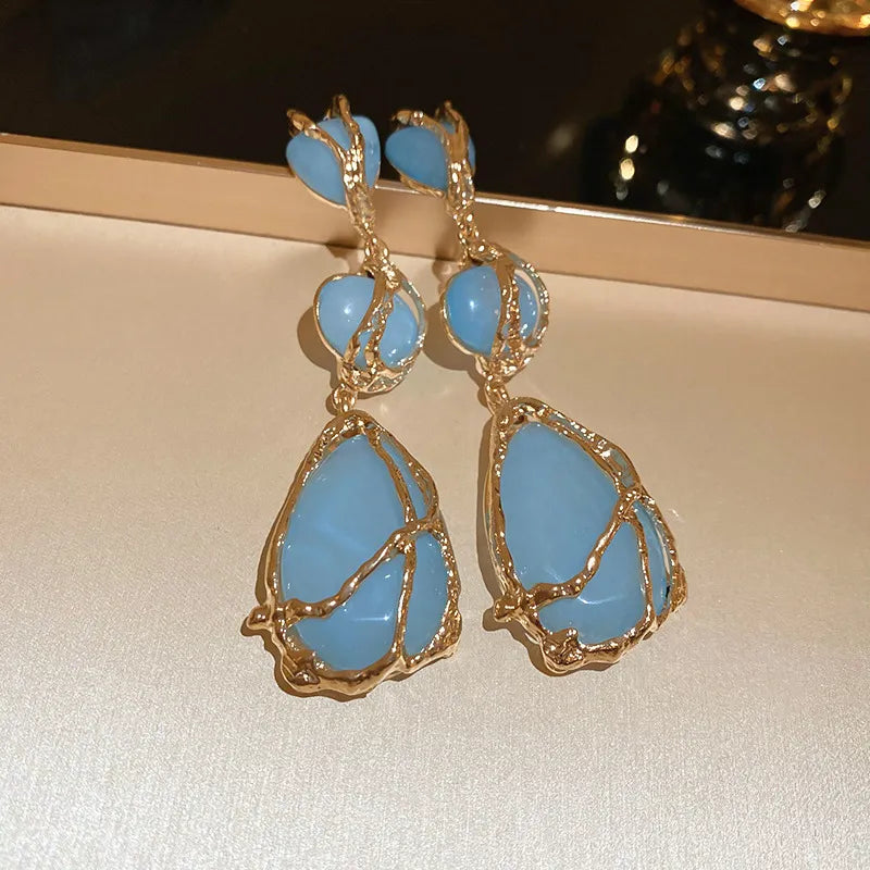 BLUE AND GOLD EARRINGS