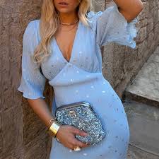 ICE BLUE PLISSE DRESS