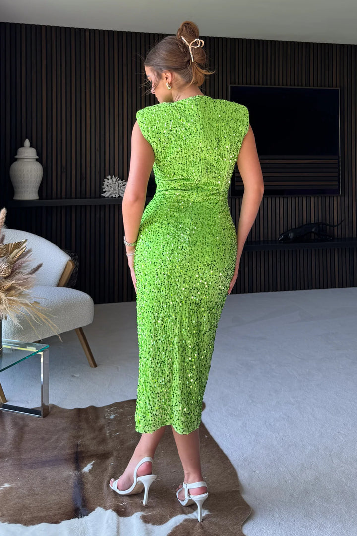 EDESSA LIME SEQUIN DRESS