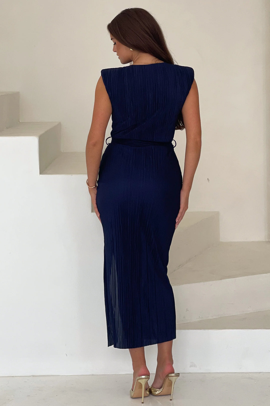 ELENA NAVY RUCHED DRESS