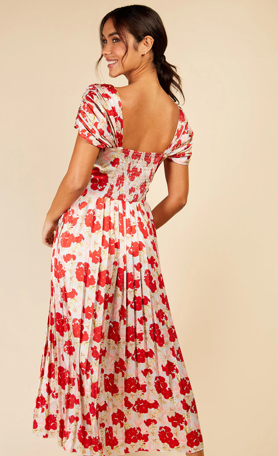 FLORAL PLEATED MIDAXI DRESS