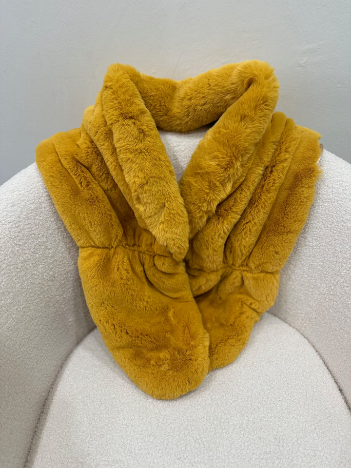 MUSTARD FAUX FUR WRAP