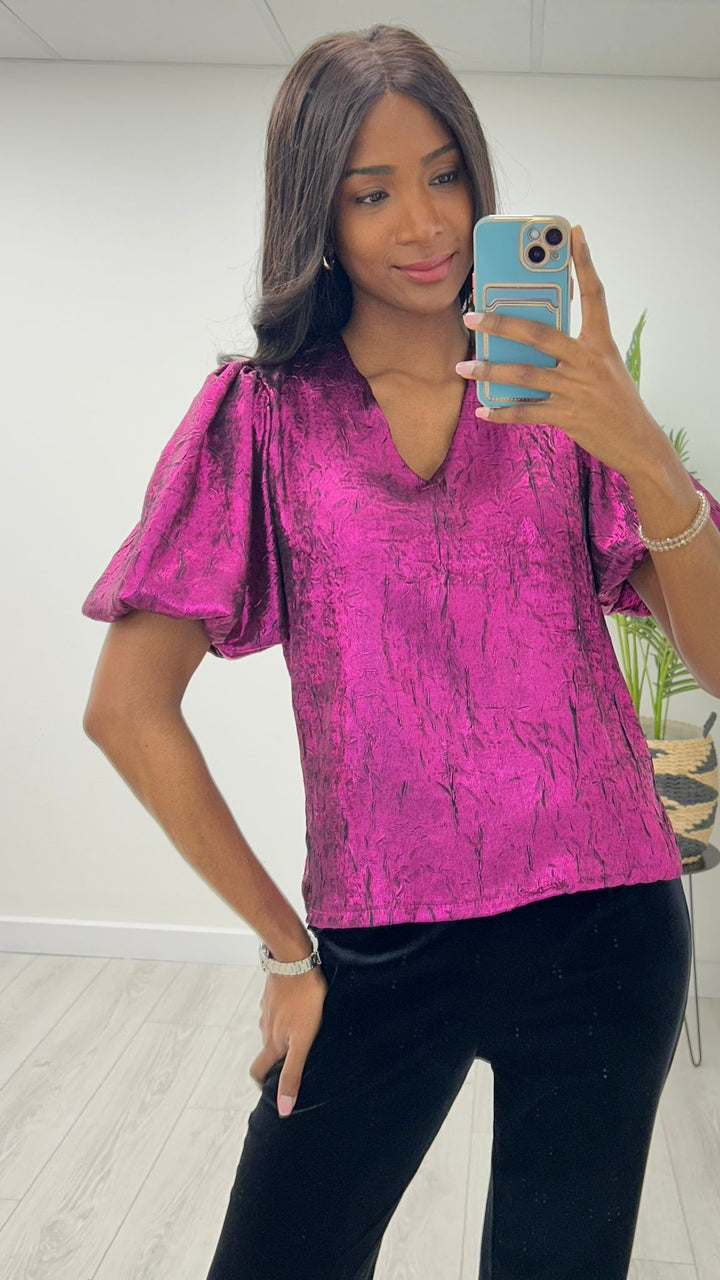 PINK METALLIC BLOUSE