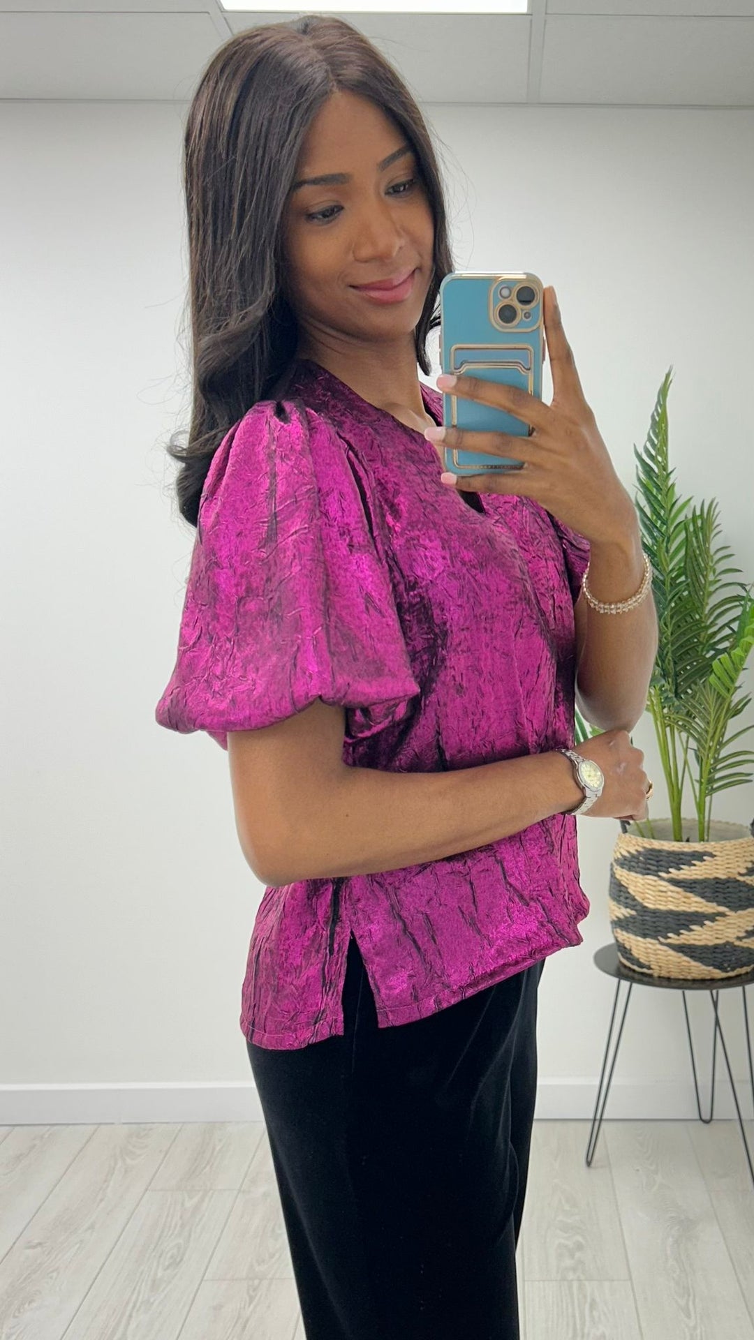 PINK METALLIC BLOUSE