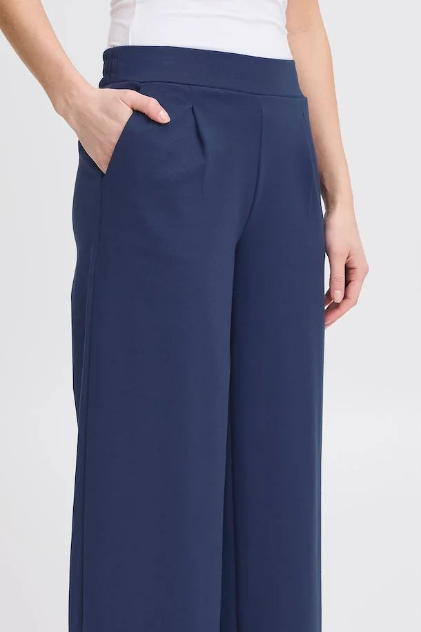 WIDE LEG NAVY TROUSERS