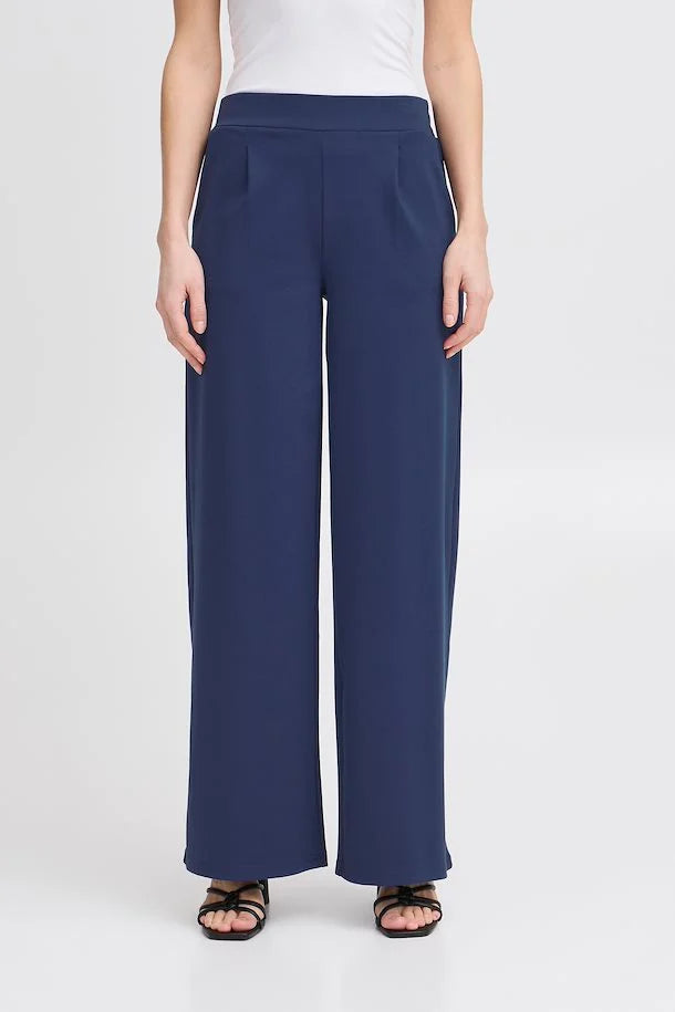 WIDE LEG NAVY TROUSERS