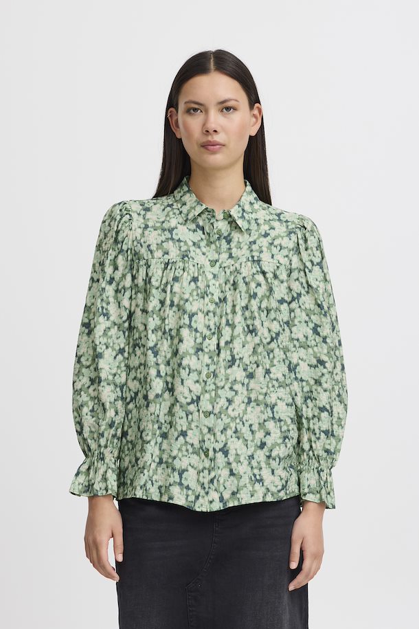 HUNIQUA GREEN PRINT SHIRT