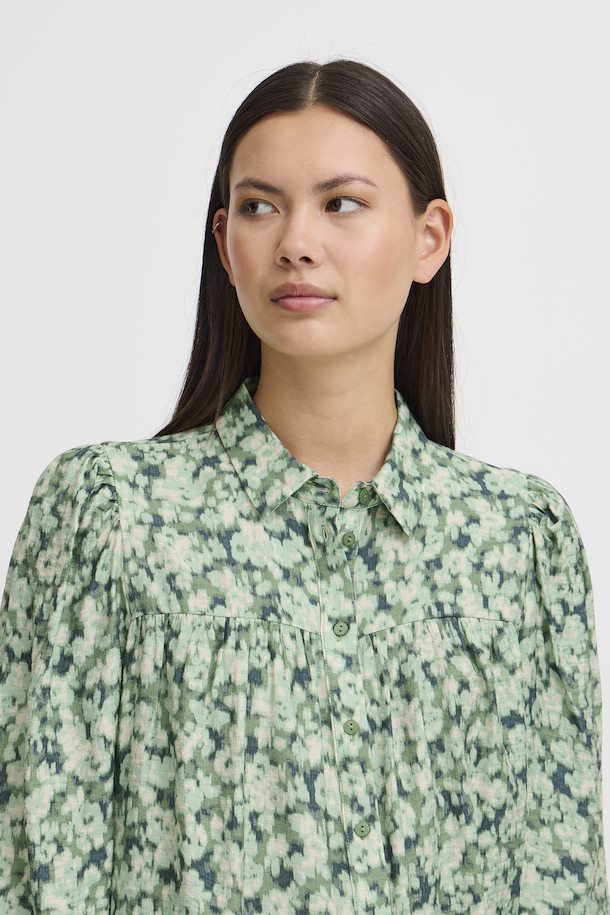 HUNIQUA GREEN PRINT SHIRT