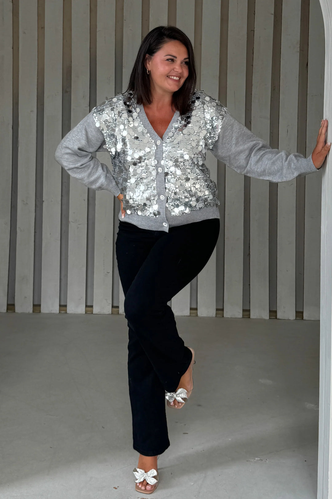 RITA GRAY & SILVER SEQUIN CARDIGAN