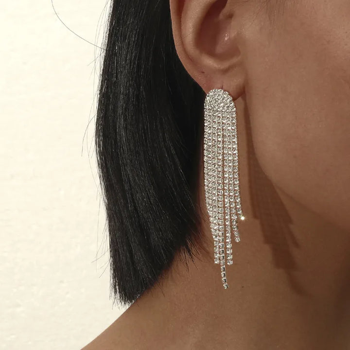 SILVER DIAMANTE DROP EARRINGS