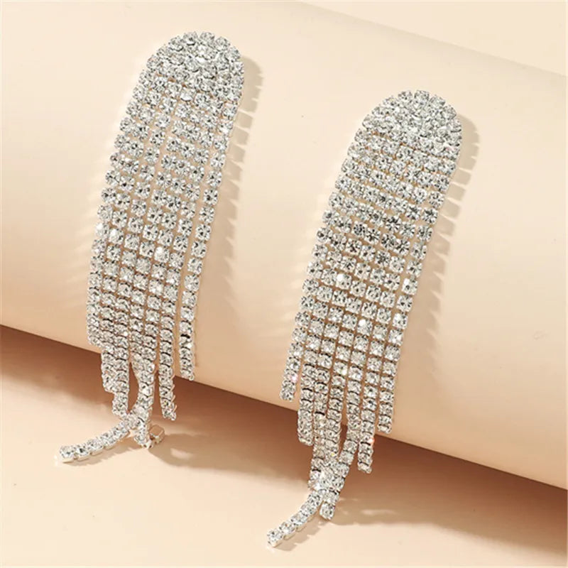 SILVER DIAMANTE DROP EARRINGS